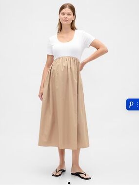 GAP White & Beige Maternity Dress